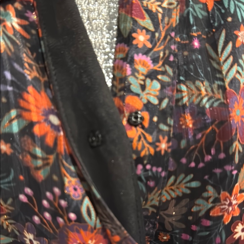 Floral Black and Red Women's Dress - Picture 4 of 7
